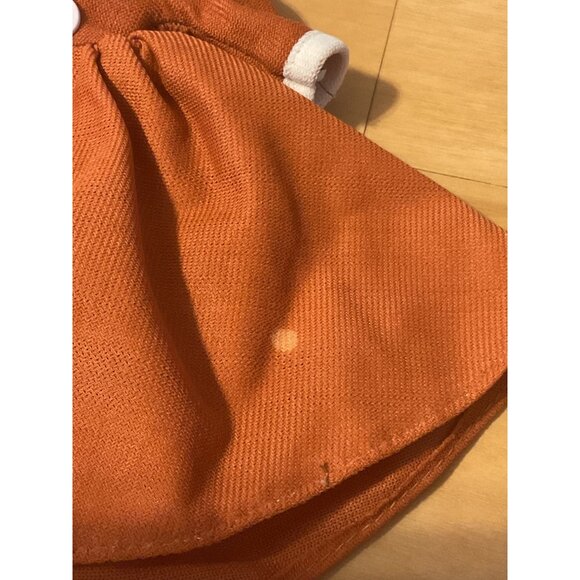 Vintage Orange Doll Dress White Apron Lace Trim Cotton Blend - Picture 2 of 4